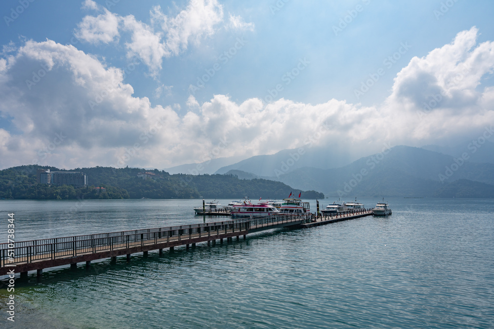Taiwan, China Chiayi Nantou Sun Moon Lake shrouded in clouds Taiwan, China Chiayi Nantou Sun Moon Lake shrouded in clouds