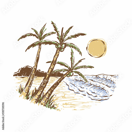 Summer and beach graphic illustration vector art t-shirt design