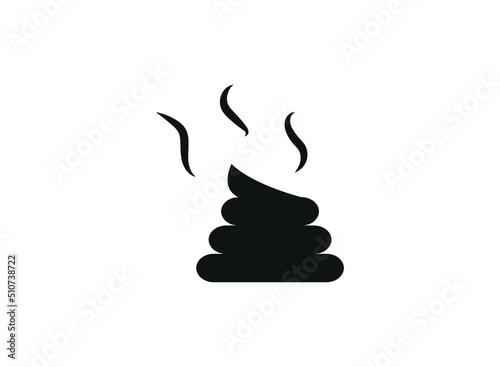 black piece of shit. Cartoon poop icon. Feces vector emblem illustration