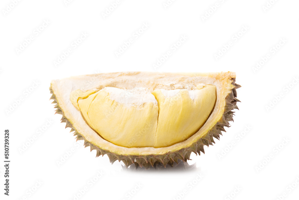 Piece of peel Durian fruit isolated on white Piece of peel Durian fruit isolated on white