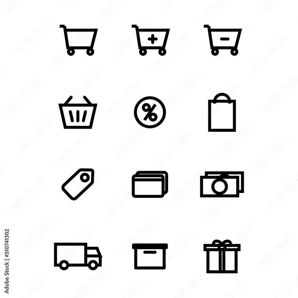 shopping icons set. app and mobile web responsive