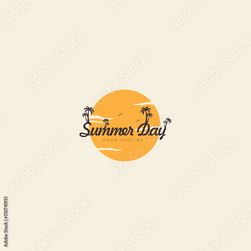 Wallpaper Mural summer vacation logo on the beach with coconut trees vector icon symbol illustration design Torontodigital.ca