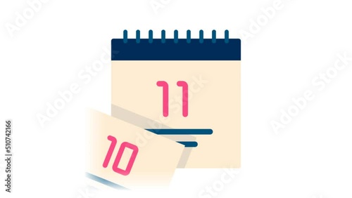 Daily calendar, changing the date, planning, time management. 4K animated icon with alpha.	
