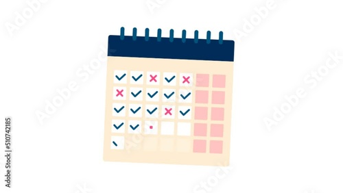 Monthly calendar, completing tasks, planning, time management. 4K animated icon with alpha	
