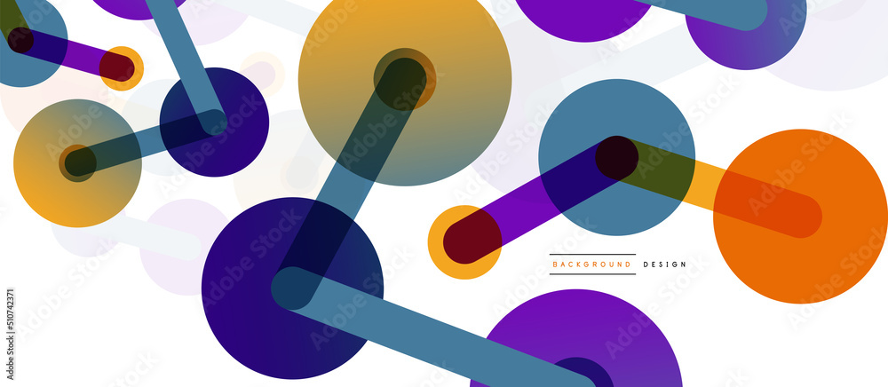 Line points connections geometric abstract background. Circles connected by lines. Trendy techno business template for wallpaper, banner, background or landing