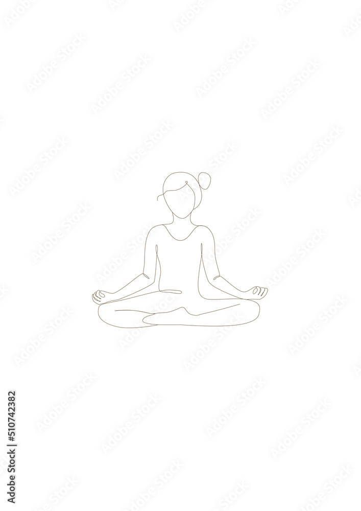 Line drawing of woman in yoga position