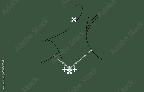 illustration necklace women for marriage with pearls and precious stones.	
