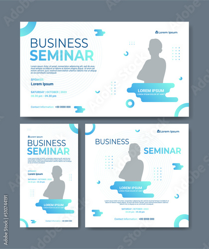Set of webinar business banners. Layout templates for stories, thumbnail screens waiting for live video streams, and square banners for social media posts. Digital marketing vector illustration.