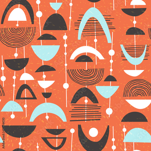 Seamless abstract mid century modern pattern for backgrounds, fabric design, wrapping paper, scrapbooks and covers. Fun retro design. Vector illustration.