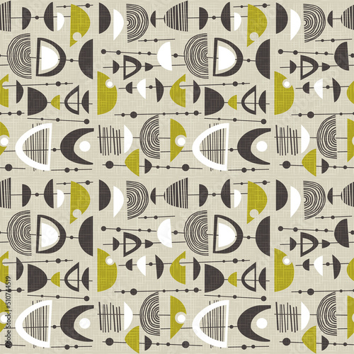 Seamless abstract mid century modern pattern for backgrounds, fabric design, wrapping paper, scrapbooks and covers. Fun retro design. Vector illustration.