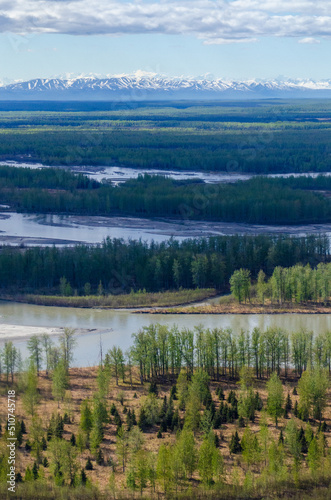 Flying in Alaska over rivers