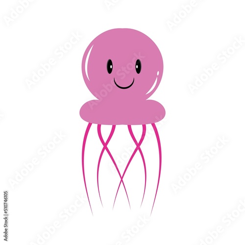 cute jelly fish Vector icon design illustration Template