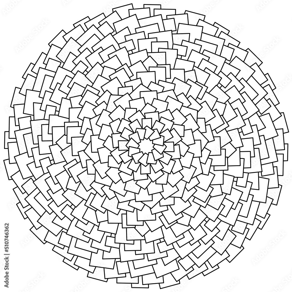 Obraz premium Contour mandala from many small quadrangles, coloring page from squares and rectangles of various sizes
