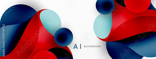 Geometric round shapes and circles abstract background. Wallpaper for concept of AI technology, blockchain, communication, 5G, science, business