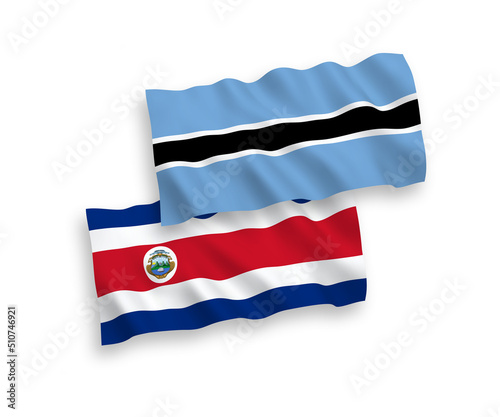 Flags of Republic of Costa Rica and Botswana on a white background