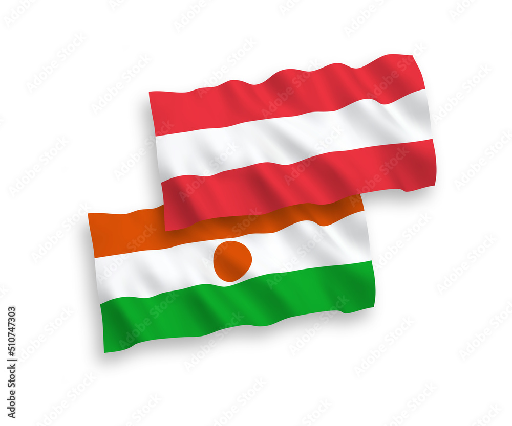 Flags of Austria and Republic of the Niger on a white background Flags of Austria and Republic of the Niger on a white background
