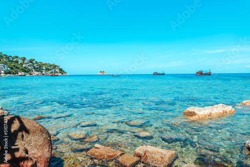 Fototapeta Naklejka Na Ścianę i Meble -  View of the bay and rocks on the island,Shark Bay Koh Tao