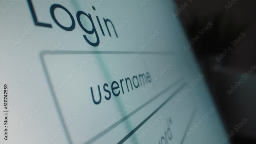 Motorized moving shot of entering username and password at login page, shot with macro probe lens