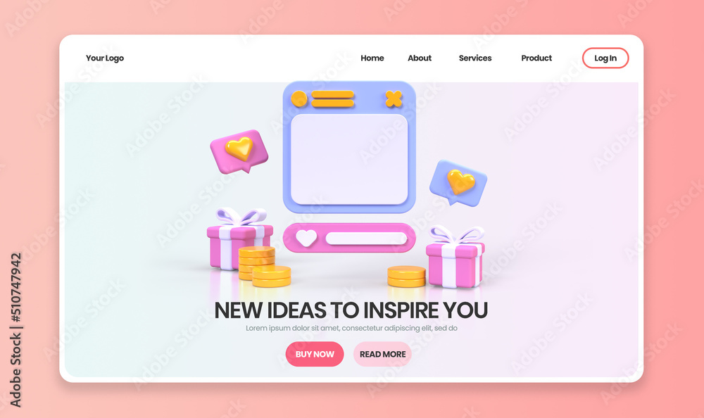 Web development for UI UX design concept illustration Landing page template business idea background Web development for UI UX design concept illustration Landing page template business idea background