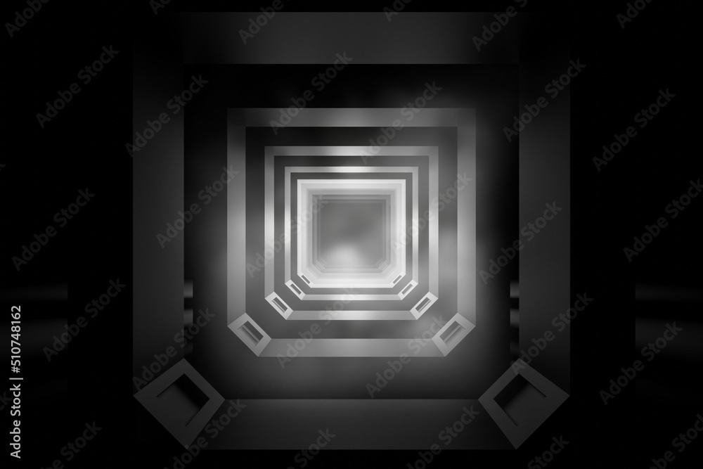 3D render, Empty background scene. Texture dark concentrate floor with mist or fog