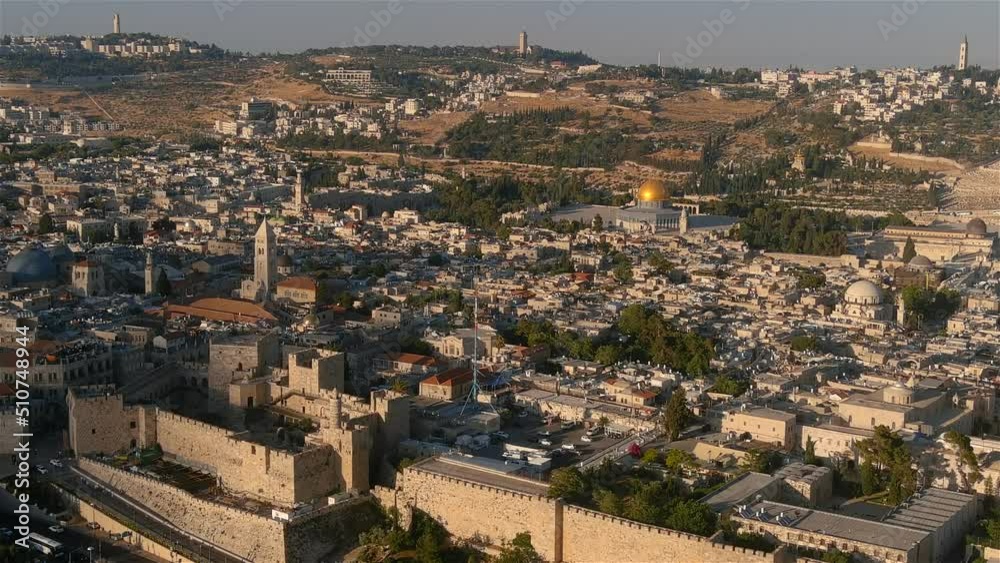 The old city of Jerusalem at golden Hour,Aerial view, 2022
Beautiful shot from the old city of Jerusalem with David Tower, June, 2022
