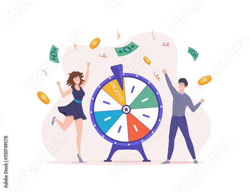 Lucky people hit jackpot playing fortune lottery game