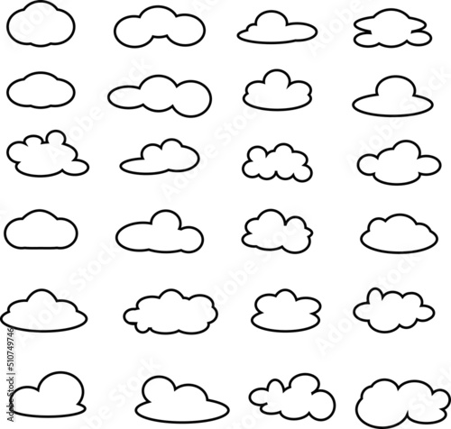 Multiple Black White Clouds Icons