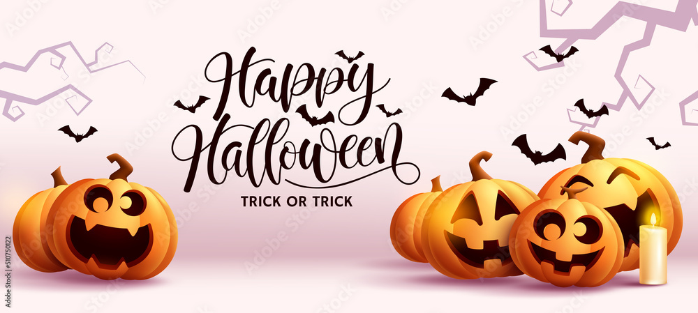 Halloween party vector background design. Happy halloween text