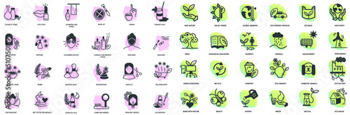 eco friendly and cosmetic icon set vector illustration 