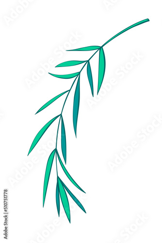 Vector outline green spice rosemary sprig in doodle flat style. Clip art for kitchen  design of packaging and wrapping paper  menus  restaurants  products