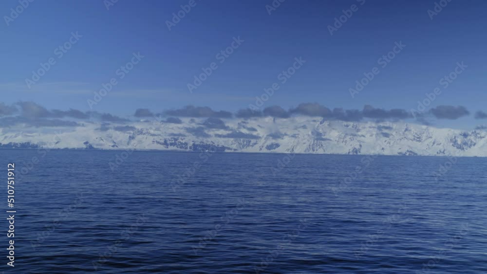 Point Of View Clouds Moving On Snowy Glacier In Blue Sea - Patagonia, Argentina Point Of View Clouds Moving On Snowy Glacier In Blue Sea - Patagonia, Argentina