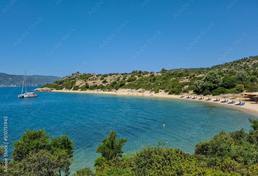 Pristine beaches in an unpopulated area of Greek Ionian coastline.