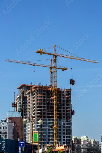 Construction of new high-rise buildings at Downtown of New Westminster city Vancouver, British Columbia, Canada
