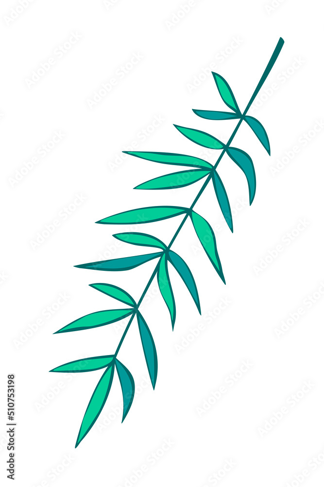 Naklejka premium Vector outline green spice rosemary sprig in doodle flat style. Clip art for kitchen, design of packaging and wrapping paper, menus, restaurants, products