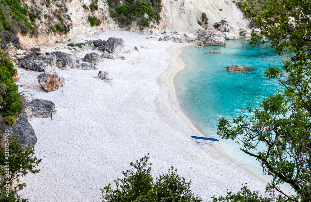 Agiofili Beach, Lefkada Island, Greece, stunning beauty with clear blue calm sea.