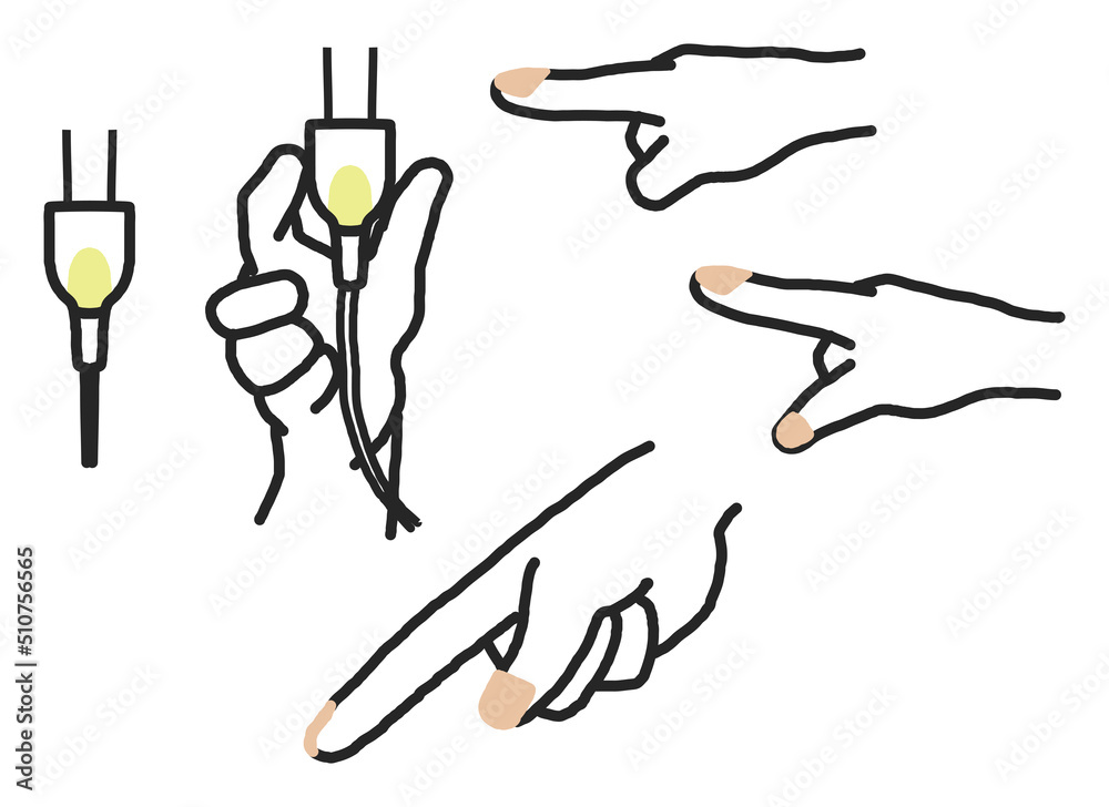 Obraz premium 指差ししている手 ソケットを持つ手 ソケット セット イラスト素材 