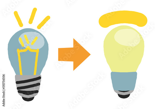 白熱電球をLEDライトに替えよう　イラスト素材

