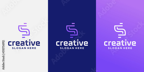 set of S creative logos,minimalist trendy shape letter s logos, simple creative geometric sign logos