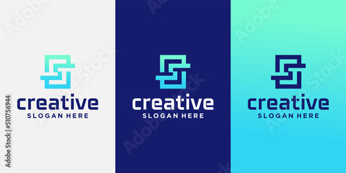 set of S creative logos,minimalist trendy shape letter s logos, simple creative geometric sign logos
