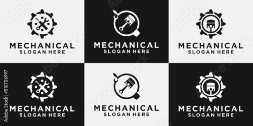 piston logo, vehicle and industrial engine repair logo, vector design template.