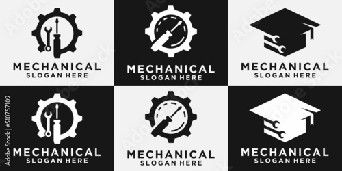 mechanic logo, vehicle and industrial engine repair logo. design templates, vector illustrations.