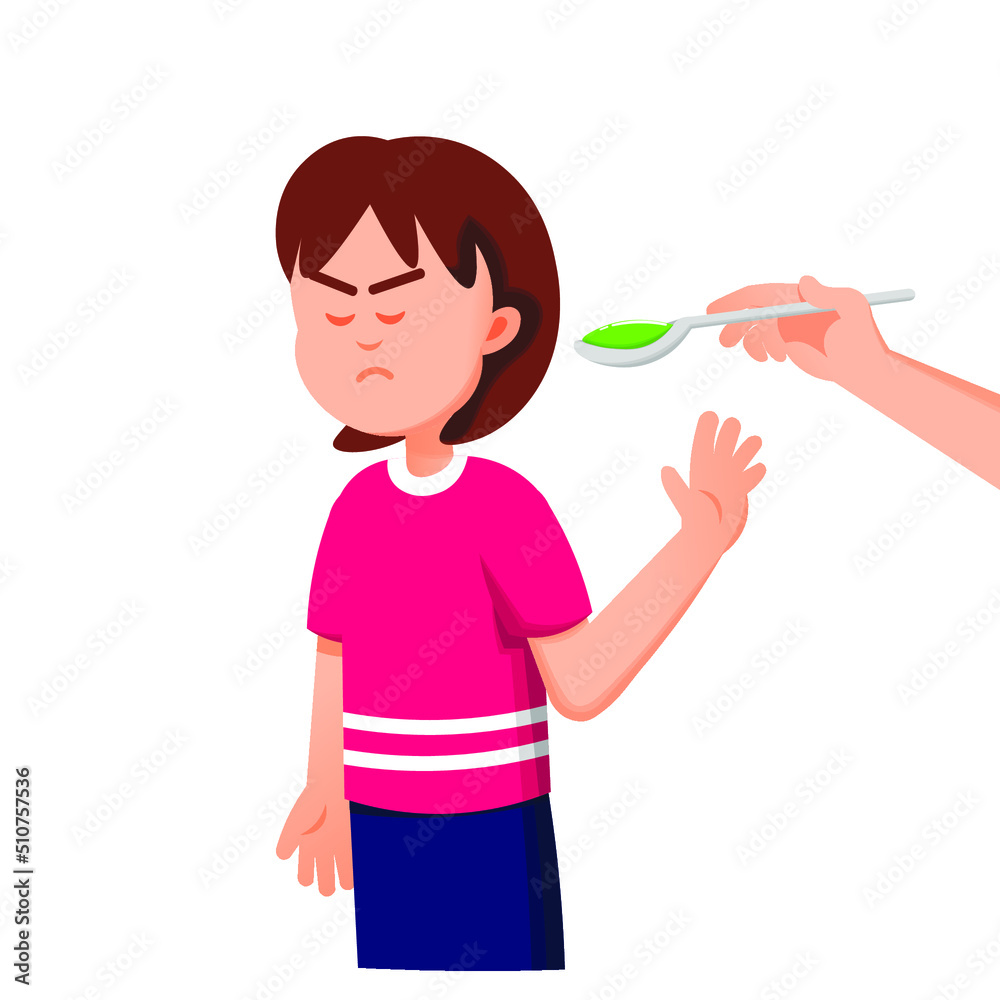 a little girl refuses to take liquid medicine a little girl refuses to take liquid medicine
