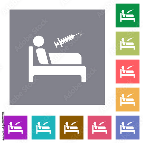 Vaccination ward square flat icons