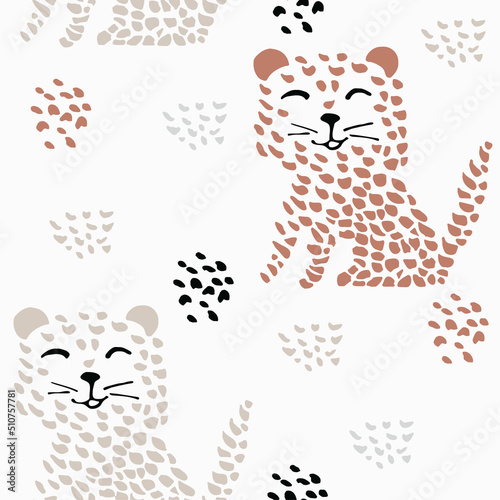 Cheetah baby cute summer seamless pattern. Sweet african animal print photo