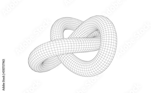 Vector illustration of twisted torus knot with wire mesh