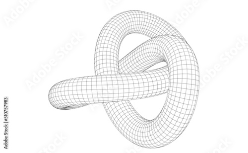 Vector illustration of twisted torus knot with wire mesh