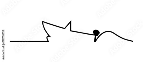 Fotografering Cartoon Speedboat Blackline Drawing