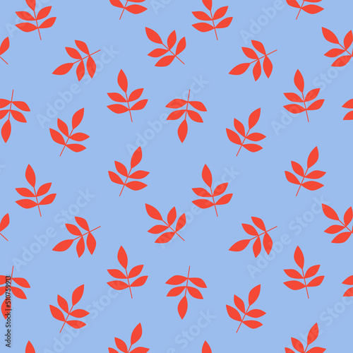 Modern trendy print with leaves and sprouts for fabric, paper, package, and ony surfaceVector botanical background. Colorful floral seamless pattern.