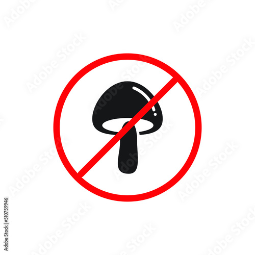 No mushroom ban sign icon. vector illustration