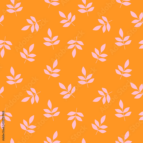 Modern trendy print with leaves and sprouts for fabric  paper  package  and ony surfaceVector botanical background. Colorful floral seamless pattern.